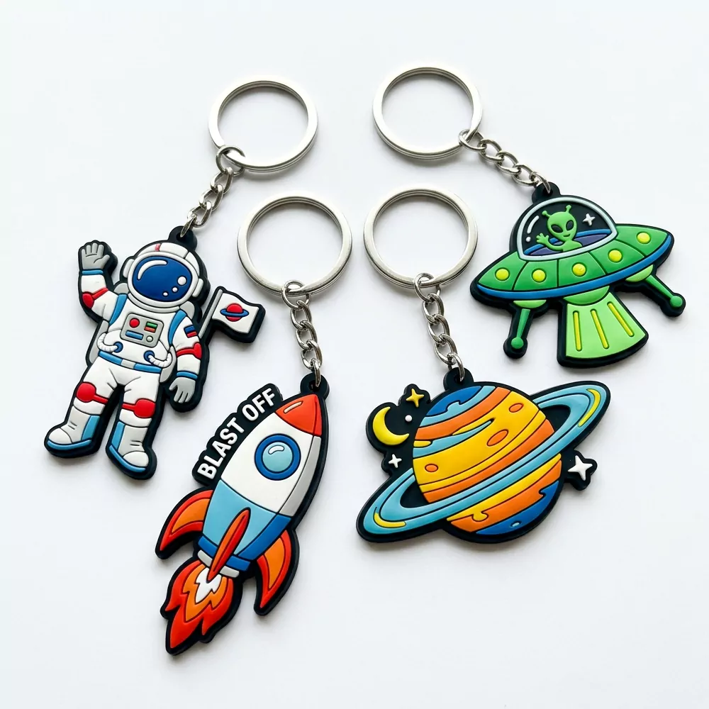 Space Adventure PVC Rubber Keychains