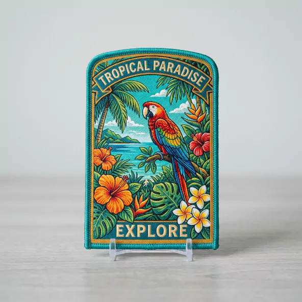 tropical paradise woven patch